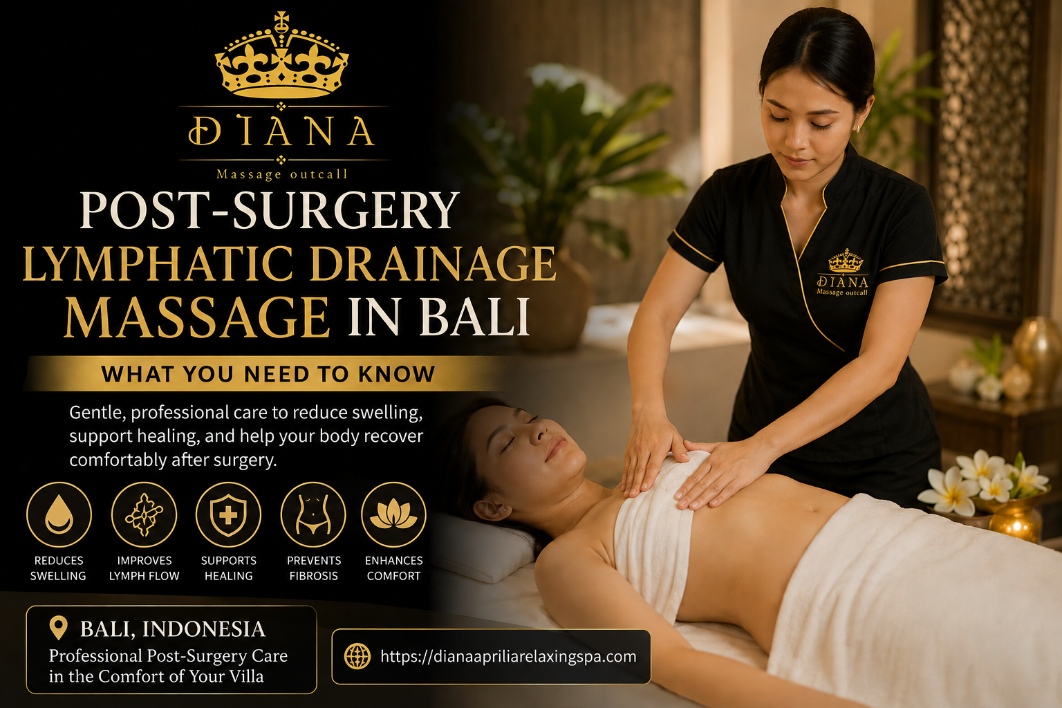Professional post surgery lymphatic drainage massage treatment in Bali to help reduce swelling and support recovery