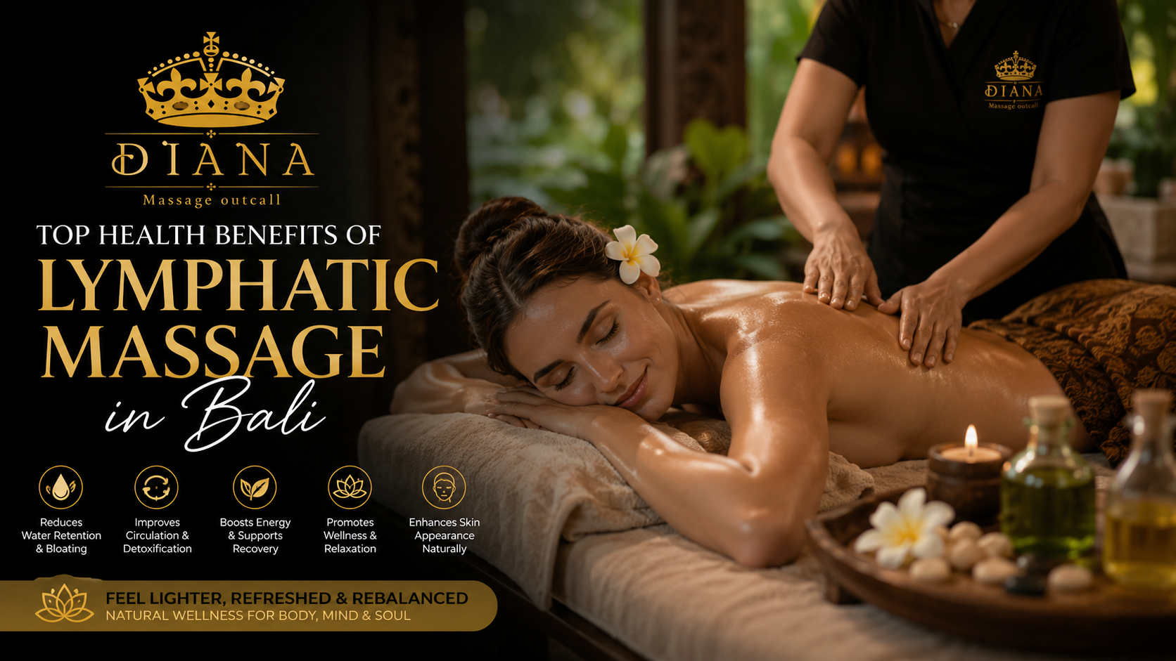 Woman enjoying lymphatic massage in Bali at luxury wellness spa