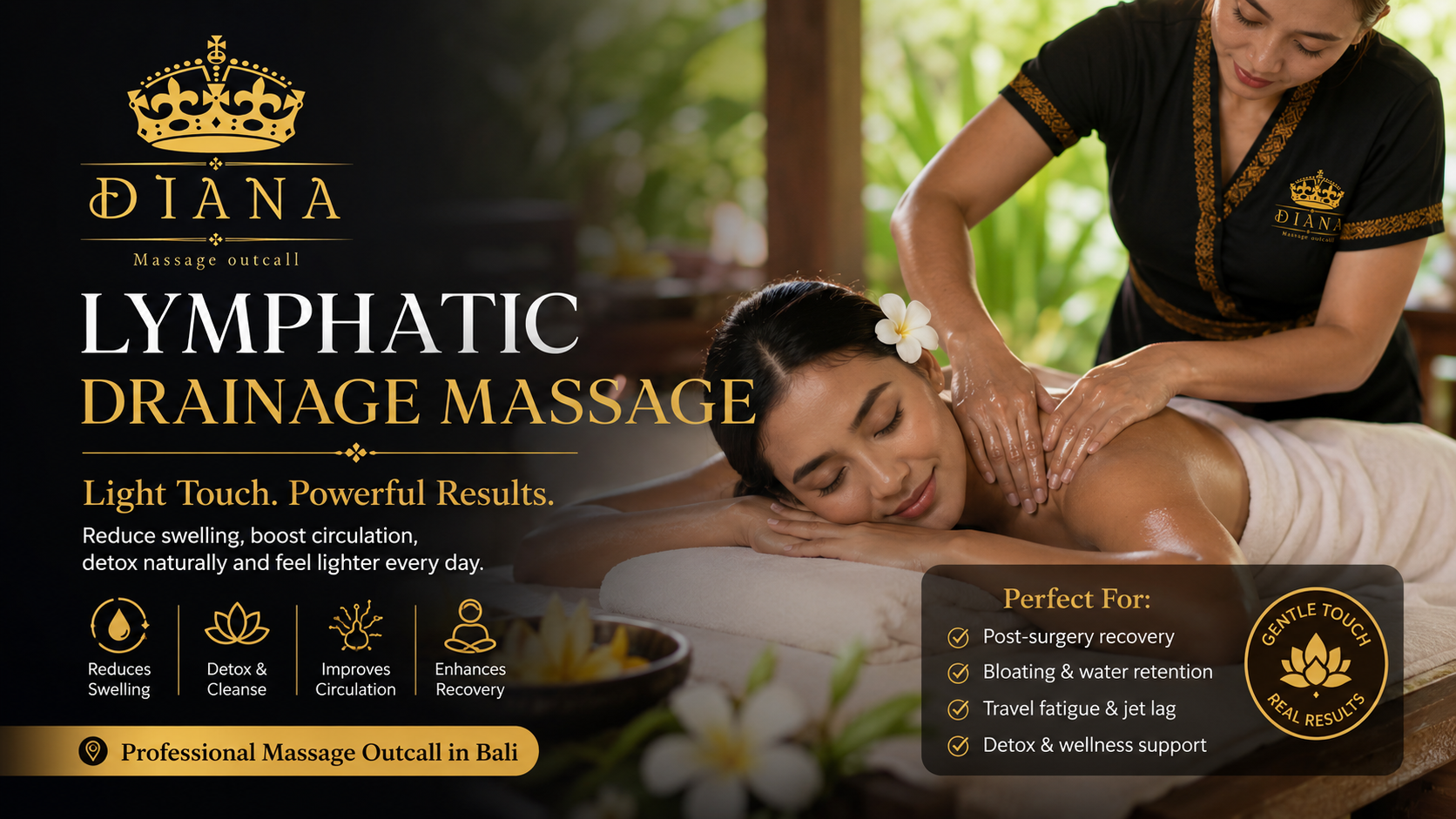 Woman receiving Lymphatic Drainage Massage treatment in Bali wellness spa