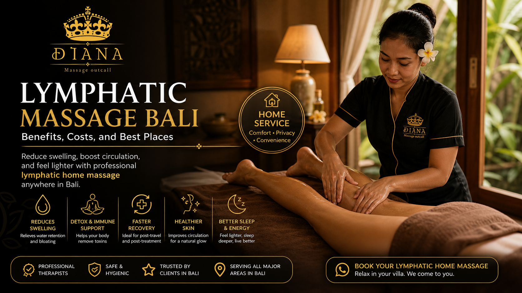 Lymphatic home massage Bali by Diana Massage Outcall in private villa reducing swelling and improving circulation