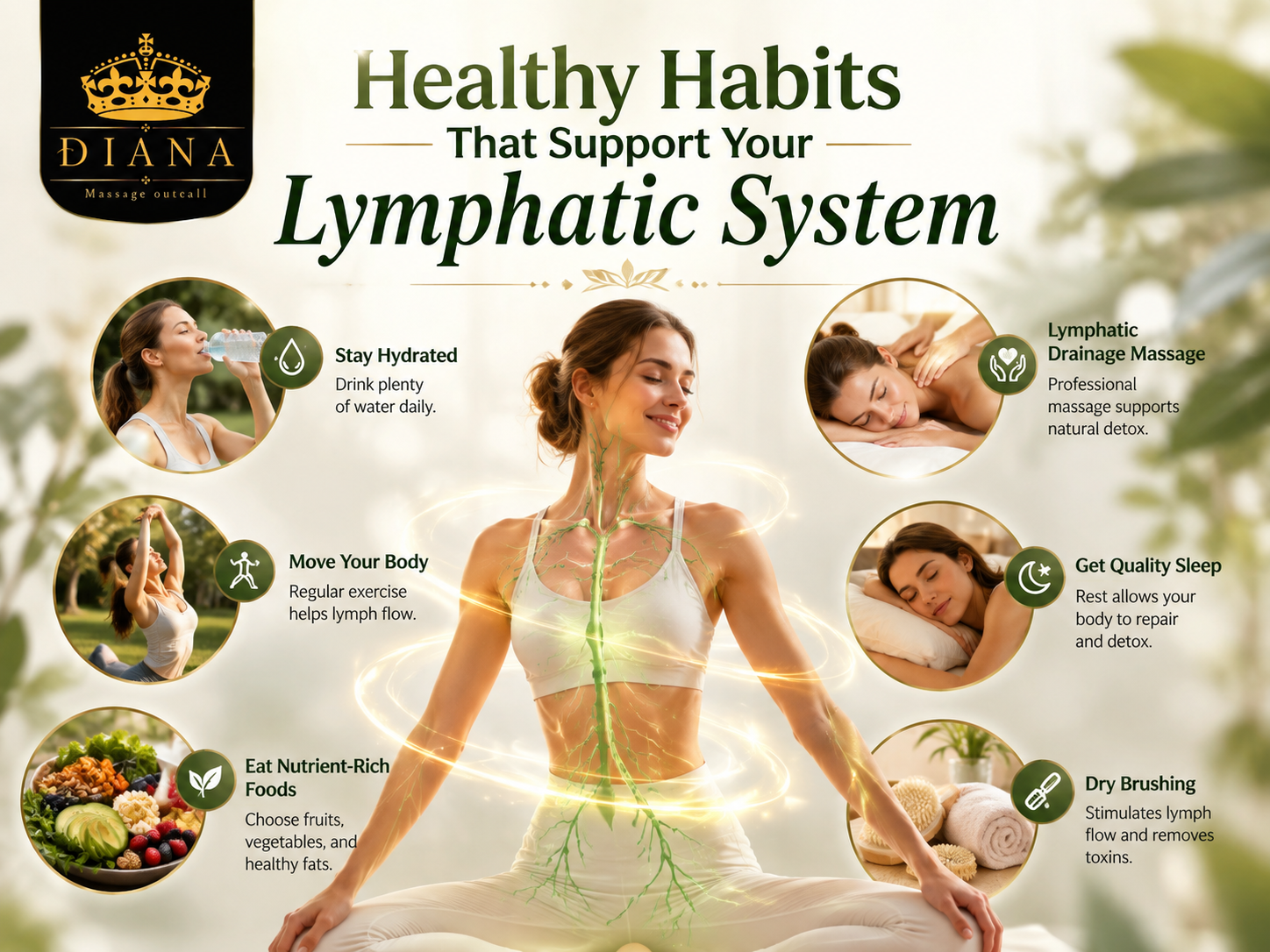 Discover healthy habits that support your lymphatic system, including hydration, movement, breathing, sleep, balanced nutrition, and lymphatic home massage in Bali.