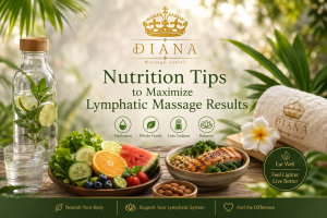 Nutrition tips to maximize lymphatic massage results in Bali with hydration, fresh foods, balanced nutrition, and wellness guidance from Diana Massage Outcall.