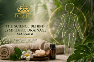 The science behind lymphatic drainage massage with lymphatic system illustration.